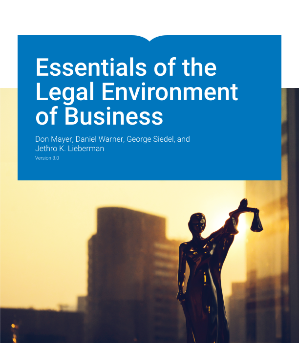Essentials of the Legal Environment of Business Test Bank by Don Mayer Version 3.0