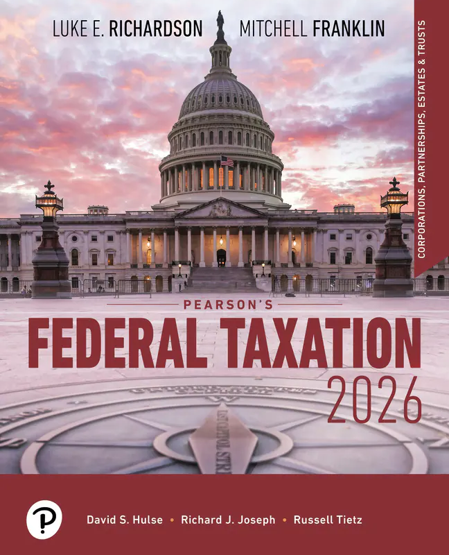 Cover of Pearson's Federal Taxation 2026 Test Bank 39th Edition by Luke E. Richardson